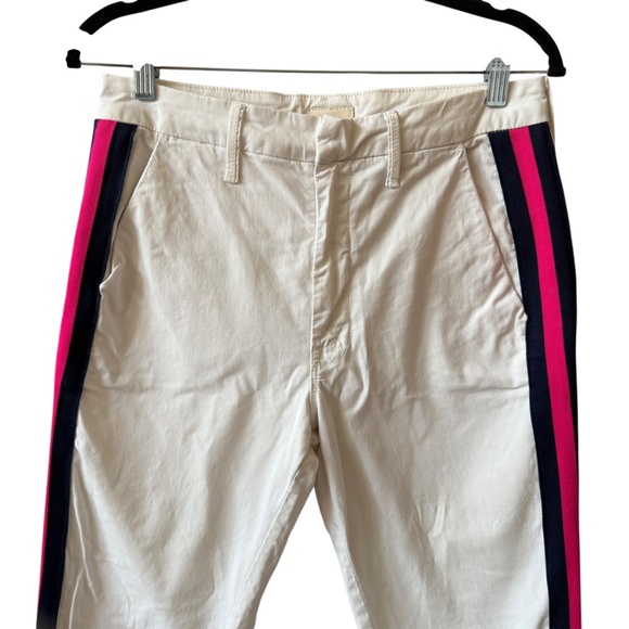 MOTHER THE STRAIGHT SHAKER ANKLE PREP CROPPED PANT WHITE CHALK RACER STRIPE 28 - Picture 3 of 11